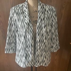 Vintage Kasper Ethnic Chevron Print Open Front Blazer size 16
